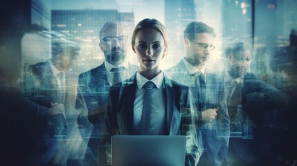 Portrait of a group of businesspeople working in office by AI generate.