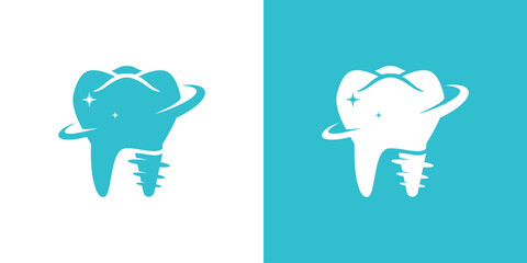 Dental implant logo design vector, dental health concept, dental care and dentist logo template