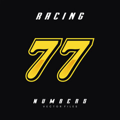 Racing Number 77 Vector Design Template