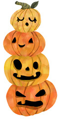 Watercolor Halloween Pumpkin Stack Hand Draw