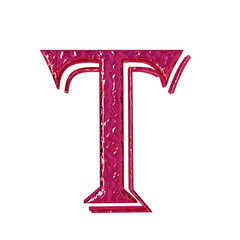 Fluted pink symbol. front view. letter t