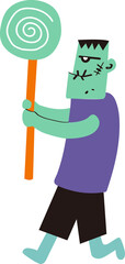 Frankenstein hold a candy
