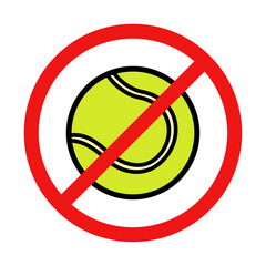 No Tennis Ball Sign on White Background