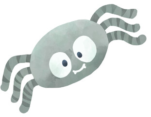 Watercolor Halloween with Spider Hand Draw Painting Style