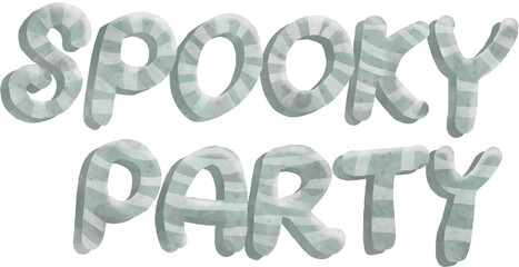 Watercolor Halloween with Spooky Party Text Hand Draw Painting Style