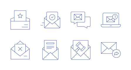 Mail icons. editable stroke. Containing confirmation, email, mail, newsletter, rejection.