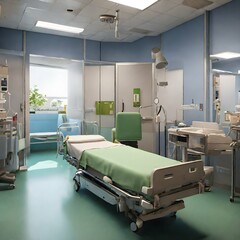 patient room in hospital, interior, clinic