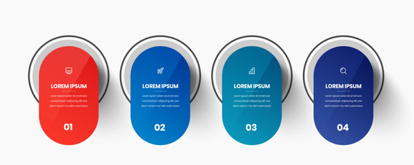 Vector Business Infographic Presentation Template with Abstract Design, 4 Numbers and Icons