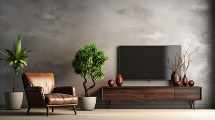 Interior room with lighting by generative AI illustration.