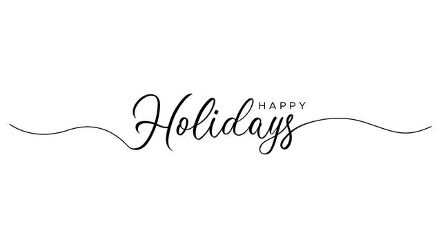 Happy Holidays letter calligraphy banner animation footage 4k