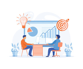 business concept. Group of business people having a meeting around a conference table. flat vector modern illustration 