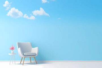 blue chair on the wall