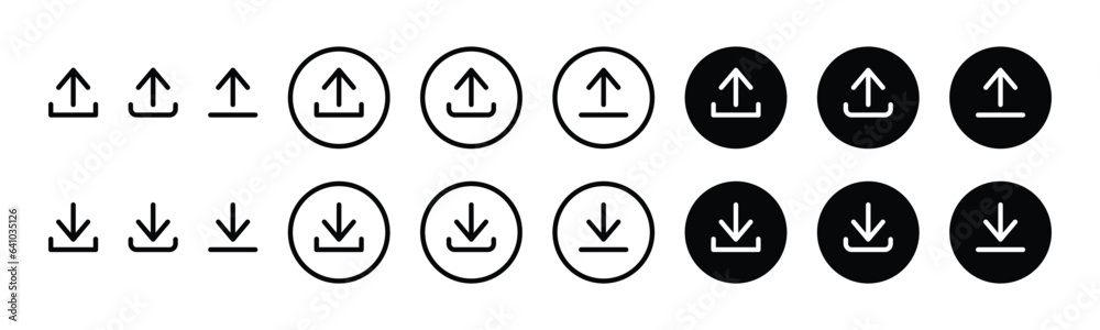 Fototapete download and upload icon buttons set. download and upload icon. files download and upload icons symb
