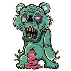Vector illustration of Cartoon Teddy Zombie characters, Zombie Bear, Evil bear