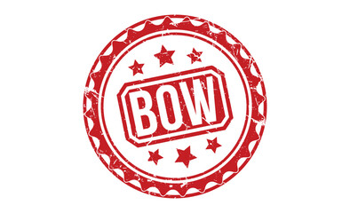 Bow stamp red rubber stamp on white background. Bow stamp sign. Bow stamp.