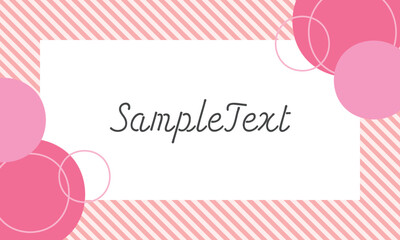 Pink stripe frame background with copy space and red circles. Vector illustration.