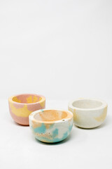 macetas de concreto artesanal, para plantas pequeñas, con suculentas