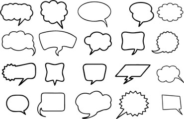 Set of handwritten speech bubbles. Empty comic speech bubbles retro cartoon stickers. Pop art style. Editable Vector illustration. eps 10.