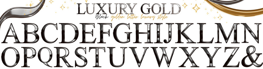 Black gold glitter letter uppercase, alphabet, text, character, font