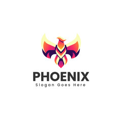 Vector Logo Illustration Phoenix Gradient Colorful Style