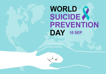 Lending a helping hand, Suicide prevention day concept. Flat vector banner.