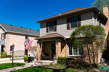 cottage village. Exterior of a suburban cottage in neighborhood. architectural design. modern cottage house. architecture concept. residence architecture. Modern house villa facade. dwelling home