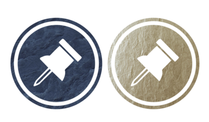 black and yellow color push pin and pins icon symbol