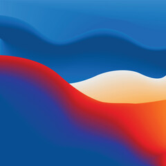 Abstract wave element for design. Curved wavy. smooth wave. Blue orange and red.