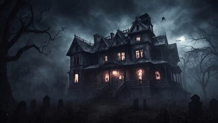 Fototapeta na wymiar spooky house in the woods