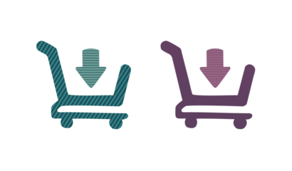 Red and green shopping cart sign icon symbol with texture