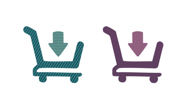 Red and green shopping cart sign icon symbol with texture