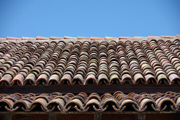 Old traditional Mexican tile roof