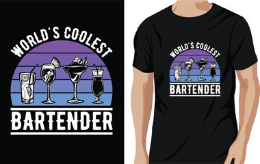 Vector world's coolest bartender - bartender quotes t shirt, poster, typographic slogan design vector