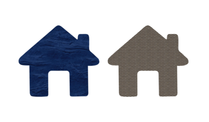 home icon blue green symbol wooden house