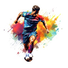 Generative AI of colorful football player silhouettes