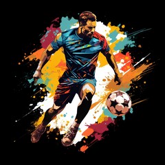 Generative AI of colorful football player silhouettes