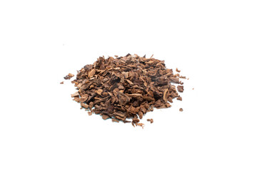 Dried smoking tobacco isolated on a white background