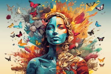 Amazing Transformations showcased in a dynamic artwork. Metamorphosing shapes and colors illustrate the evolution of life and innovation. Generated with AI