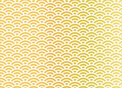 日本文様の和柄「青海波」金箔　背景素材