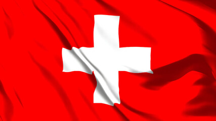 スイスの国旗がはためいています。