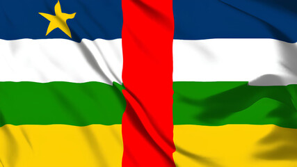 中央アフリカの国旗がはためいています。