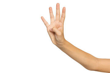 Naklejka premium Female caucasian hand gestures isolated on white background with.