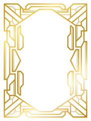 Art Deco gold frame vintage frame line geometric wedding label card frame png transparent background