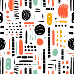 Seamless pattern with hand drawn abstract shapes. 