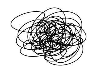 Black yarn tangled in a mess, anxiety and depression concept. 