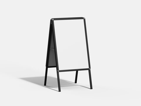 White Blank Stand Signboard Poster Render Mockup