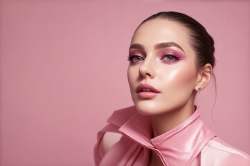 Fototapeta premium a portrait of a beautiful model, cosmetic perfection and facelift, fashion trends