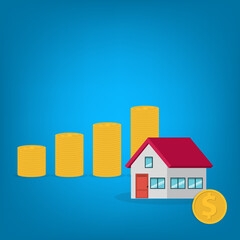 Housing price rising up. Real estate or house price rising. Homes increasing in value.