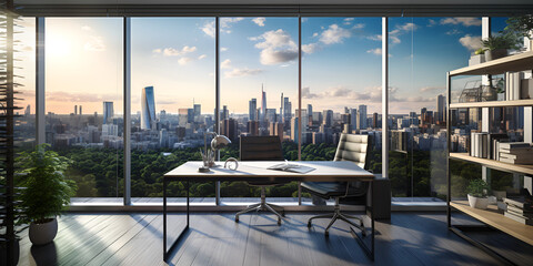 Breathtaking City scape View from Modern Office