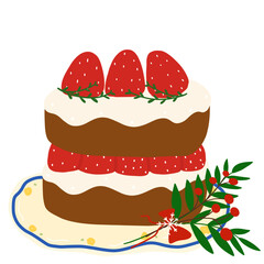 Strawberry Chocolate Christmas Cake